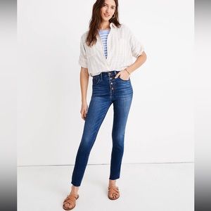 10" High-Rise Skinny Crop Jeans: Button-Front TENCEL™ Denim Edition Size 30